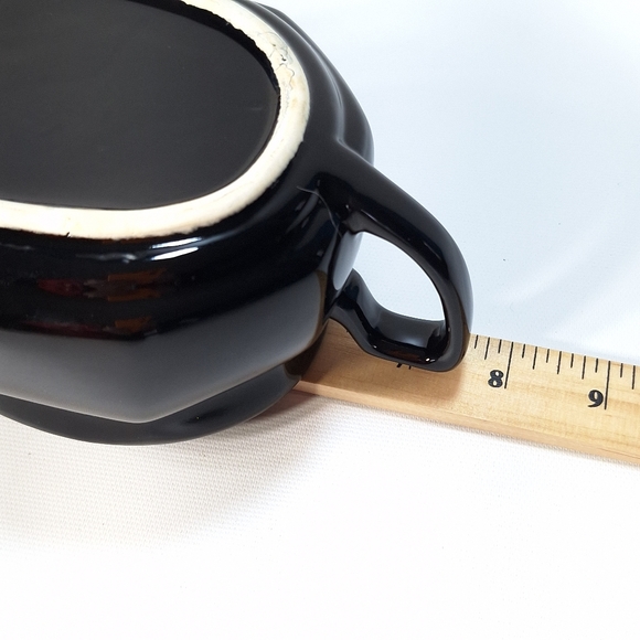 Vintage Black Octagon Shaped Gravy Boat  Dish - Picture 8 of 9